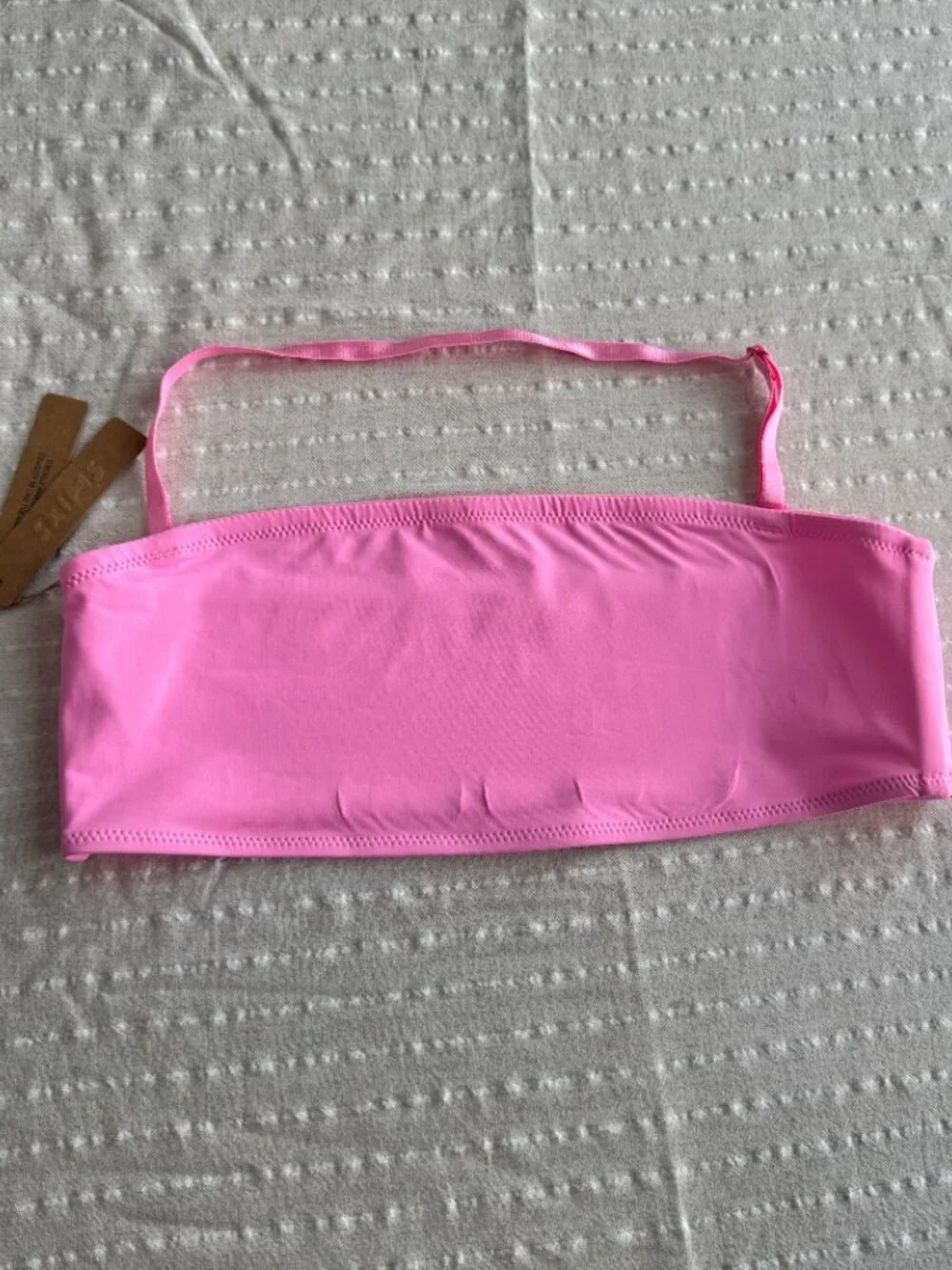 SKIMS Light Pink Recycled Swim Bandeau Bikini Top in Medium